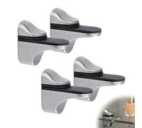 4Pcs Adjustable Chrome Glass Shelf Brackets Stainless Steel Wall Mount Clamps, Floating Shelves Supports for Bathroom Shower Adaptive 3-21mm 0.12-0.82inches Thickness