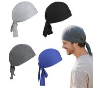 4Pcs Adjustable Cycling Bandana Headband Cap,Chef Head,Sweat Wicking Sports Headwear for Men Mens Bandana Pirate Head Cap,Adjustable Beanie Caps,for Cycling Climbing Running Hiking