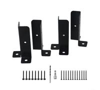 4pcs Adjustable Post Anchor Base, Iron Deck Support Bracket for Wooden Posts, Fence Railing Repair Kit, Pergola Column Foot Mount, Heavy Duty METALs Joist Hanger for Concrete, Black