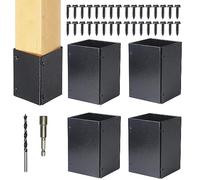 4Pcs Adjustable Post Base Protectors(Range 3.3-6in), Stainless Steel Fence Post Bracket, Protects Wooden Mailboxes, Deck and Fences from Lawnmower and Rain Damage