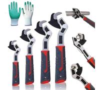 4PCS Adjustable Self Locking Pipe Wrench Set 6'' 8'' 10'' 12'' Multifunctional Micro Stubby Pipe Vise for Faucet Plumbing Tools