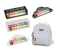 4pcs Adjustable Social Battery Badge, Mood Pin Badge Count Black and White Mood Badges Set Funny Introvert Badges for 7 Days Cute Creative Expression Pins Brooch for Men and Women,Gifts