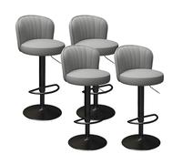 4PCS Adjustable Swivel Bar StoolsLeather Counter Stools with Back & Footrest for Kitchen Island/PubStylish Light Gray with Black Legs Perfect for Modern Di