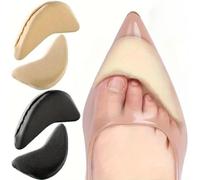 4Pcs Adjustable Toe Plug Shoe Inserts, Toe Filler Inserts for Shoes Too Big, Half Cushion Inserts for High Heels (Black+White)