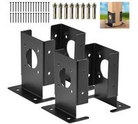 4PCS Adjustable Wood Fence Pergola Post Base Brackets Fit 4x4 inch Post, LAVANE Heavy Duty Metal Black Post Anchor Base Brackets Kit Support for Deck Railing Mailbox