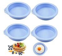 4Pcs Air Fryer Egg Mould, 4'' Air Fryer Round Silicone Fried Egg Ring Molds, Reusable Egg Ring Molds Non Stick Moulds Fryer Accessories for Fried Egg, Sandwiches, Cooking Baking