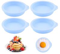 4Pcs Air Fryer Egg Mould, 4'' Round Silicone Ramekins for Fried Muffin Sandwiches, Ring Molds, Accessories, Poachers, Non-Stick Muffin Tray for Cooking Baking (Blue)