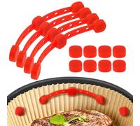 4Pcs Air Fryer Magnets Sets Easy to Clean Sturdy Silicone Buckle Heat-Resistant Safety Buckles for Holding Down Air Fryer Parchment Paper Liners Prevent Paper Burning or Food Covering for Safety