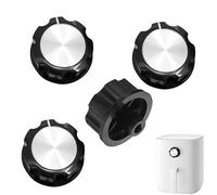 4PCS Air Fryer Replacement Knob, Replacement Part Timer Knob D Type Shaft Knobs for Air Fryer Part, Universal Microwave Control Knobs Adaptors Timer Rotary Switch Kitchen Accessory(6mm Shaft Hole)