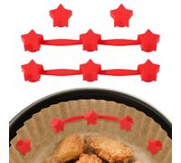 4pcs Air Fryer Silicone Magnets Set, 2 Star-Shaped Long Silicone Strips & 2 Star-Shaped Magnetic Buckles Universal Reusable Air Fryer Accessories for Holding Parchment Paper Liners(Red)