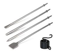 4Pcs Air Hammer Chisel Bits, 17.7 Inch Long Air Flat Chisels, Pneumatic Cold Chisel and Taper Punch, 2 Inch Wide Air Scraper Hammer Attachments for Concrete and Tile (17.7 Inch)