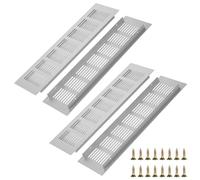 4PCS Air Vent Grille Cover, Aluminum Alloy Kitchen Air Vent Cover Cupboard Vents Wardrobe Fridge Vent Louvred Wall Vent Grille Ventilation Cover with Screw 80mm x 300mm