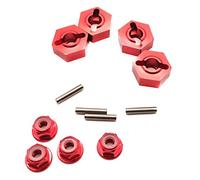 4pcs Alloy 14mm Wheel Hex Hub Adaptor and 4pcs M4 Flanged Lock Nut for Arrma 3S BLX Vorteks Senton Granite Big Rock Upgrade Parts, Replacement for ARAC9742 ARAC9699 (Red)