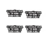 4Pcs Alloy Button Pin Badge Set - ‘So Casually Cruel in The Name of Being Honest’ Quote, Punk Aesthetic Enamel Lapel Pins for Jacket Backpack Clothes Accessories