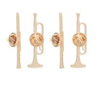 4pcs Alloy Musical Instrument Brooch, Trumpet and Flute Lapel Pin | Golden Shine, Miniature Craft, Flexible Accessory Use, Concert Wear for Band Members and Teachers