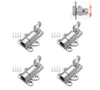 4pcs Aluminium Alloy Door Latch Sprung Attic Loft Ceiling Hatch Lock Catch Tool, Door Spring Bolt Aluminum Alloy Security Automatic Window Gate Latch Bounce Lock for Shed Doors Gates (Grey)