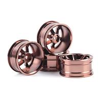4pcs Aluminium Alloy Wheel Hub for 1/10 Flat Running Drift RC Car, Lightweight Anodised RC Wheel Hub, Precision - Fit Replacement Hub with 52mm Diameter, for RC Enthusiasts and DIY (Brown)
