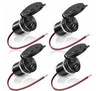 4PCS Aluminum Alloy 12V/24V RV USB Outlet 90W 3 Charging Ports, GIBBAB 2 36W PD3.0 Type-C+18W QC3.0 Fast Charging Socket, Waterproof Cover Recessed Mount Car Charger Cigarette Lighter Replacement Boat
