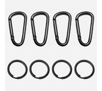 4Pcs Aluminum Alloy Carabiners, Heavy Duty D Ring Clip Hook, Mountaineering Carabiner with 4 Pcs 30mm Metal Rings for Outdoor, Fishing, Hiking, Traveling, Fishing, Backpack
