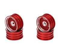 4Pcs Aluminum Alloy Wheel Rim for Axial SCX24 1/24 Remote Control Car Diameter 26.5mm/1.0in Wheel Hex 7mm/0.28in (Red)