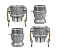 4pcs Aluminum Cam Lock Fitting, 1" Type F & Type B Cam Groove Hose Fittings Camlock Gasket Fitting for Industrial Agriculture