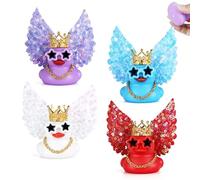 4pcs Angel Rubber Duck Car Decor with Glitter Wings (Purple/Blue/Red/White) + 16 Accessories - Squeaky Dashboard Decoration for Car Ducking, DIY Fun & Stress Relief