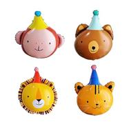 4PCS Animal Head Foil Balloon Set Lion Bear Monkey Cat Foil balloon For Birthday Party Decoration Supplies