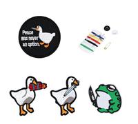 4pcs Animal Patches, Cute Duck Iron On Patches Morale Patch Funny Meme Embroidered Patches Applique Patches with Magic Adhesive for Backpacks Jackets Jeans