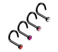 4PCS Anodized Black nose ring jewelry 20g 9/32 7mm 2mm Earrings Piercing Jewelry Pick Size, Stainless Steel, no gemstone