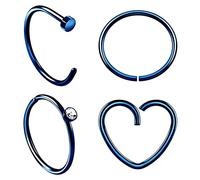 4PCS Anodized hoop nose ring 18g 3/8 10mm Earrings Piercing Jewelry Pick Color, Stainless Steel, no gemstone