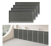 4PCS Anti Collision Wall Padding, 40 x 20cm Self Adhesive Cotton Linen Padded Wall Panels, Wear Resistant Bed Headbord Cushion for Bedroom, Hotel (Dark Grey)