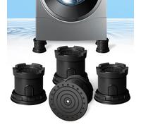 4Pcs Anti Vibration Pads for Washing Machine, Adjustable Height Stops Washer Dryer Moving, Prevents Noise, Vibration Transfer, Antivibration Stabilizer Support Feet with Suction Cup Bottom (Grey)