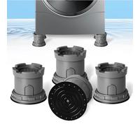 4Pcs Anti Vibration Pads for Washing Machine, Adjustable Height Stops Washer Dryer Moving, Prevents Noise, Vibration Transfer, Antivibration Stabilizer Support Feet with Suction Cup Bottom (Grey)