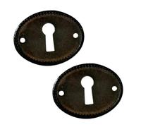 4Pcs Antique Brass Keyhole Cover Plate Oval Insert Furniture Key Escutcheons Protector Locks DIY Jewelry Making Metal Connectors for Cabinets, Drawers(Antique Bronze)
