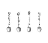 4Pcs Antique Dessert Spoon Creative Handle Teas Coffee Stirring Spoons Oceans Theme Teaspoon for Dessert Milkshakes Salad Home Kitchen Tool