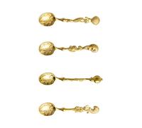 4Pcs Antique Dessert Spoon Creative Handle Teas Coffee Stirring Spoons Oceans Theme Teaspoon for Milkshakes Salad Ice Cream Cake Milk Mixing Spoon