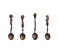 4Pcs Antique Dessert Spoon Creative Handle Teas Coffee Stirring Spoons Oceans Theme Teaspoon for Milkshakes Salad Ice Cream Cake Milk Mixing Spoon