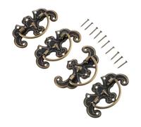 4Pcs Antique Jewelry Box Door Drawer Pulls Handles Knobs Furniture Kitchen Cupboard Cabinet Knobs and Handles with Nails(44x27mm)