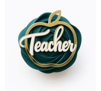 4Pcs Apple Teacher Cupcake & Bento Cake Topper Set of 4 Double Layer Mirror Gold & White Teacher Appreciation & Graduation Party Decorations