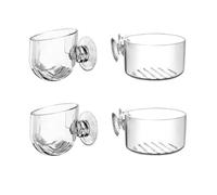 4pcs Aquarium Plant Holders Set, Glass Planters with Strong Suction Cups, Acrylic Underwater Animal Feeder Set for Fish Tank Animals and Plants