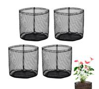 4pcs Aquatic Plant Grow Bags, 7.3x7.3in Reusable Breathable Seed Starter Bags PVC Pond Basket Seedling Pots Container Plants Pouch for Water Lily Vegetables Fruits Flowers Saplings Potato (Black)