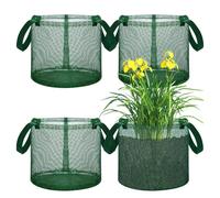 4PCS Aquatic Pond Planting Bags, Round/Square with Handle, Pond Plant Baskets, Water Lily Plant Pots, Hydroponic Mesh Baskets Reusable Breathable Garden Planter