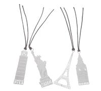 4pcs Architecture Model Bookmark Stainless Steel Hollow Metal