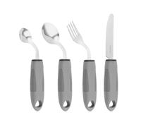 4PCS Arthritis Hand Use Cutlery (Right Hand) - Easy Grip Adaptive Utensils for Disabled Hands, Adults, Elderly with Parkinson's, Hand Tremors | 42° Angled Spoon & Fork Disability Aids