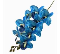 4pcs Artificial Big Cattleya Hybrida Flower Branch 9 Heads PU Cattleya Cymbidium Orchid Plant with Long Stem for Wedding Floral Decoration (blue)