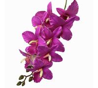 4pcs Artificial Big Cattleya Hybrida Flower Branch 9 Heads PU Cattleya Cymbidium Orchid Plant with Long Stem for Wedding Floral Decoration (fuchsia)