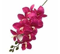 4pcs Artificial Big Cattleya Hybrida Flower Branch 9 Heads PU Cattleya Cymbidium Orchid Plant with Long Stem for Wedding Floral Decoration (rose red)