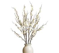 4PCS Artificial Cherry Blossom Branches, Realistic Faux Floral Long Stem for Wedding, Party, Home, Garden & Store Décor, Spring Floral Arrangements, White