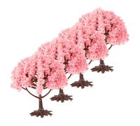 4pcs Artificial Cherry Blossom Miniature Garden Tree Decor for Model Scenes | ABS and Sponge Build, Flexible Arrangement, Pink Finish, for Architectural Diorama, Sand Table