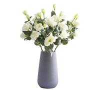 4Pcs Artificial Eustoma Flower Silk Flower Outdoors Fake Plants Faux Plastic Flower for Home Office Decoration, Dining Table Centerpiece (White)